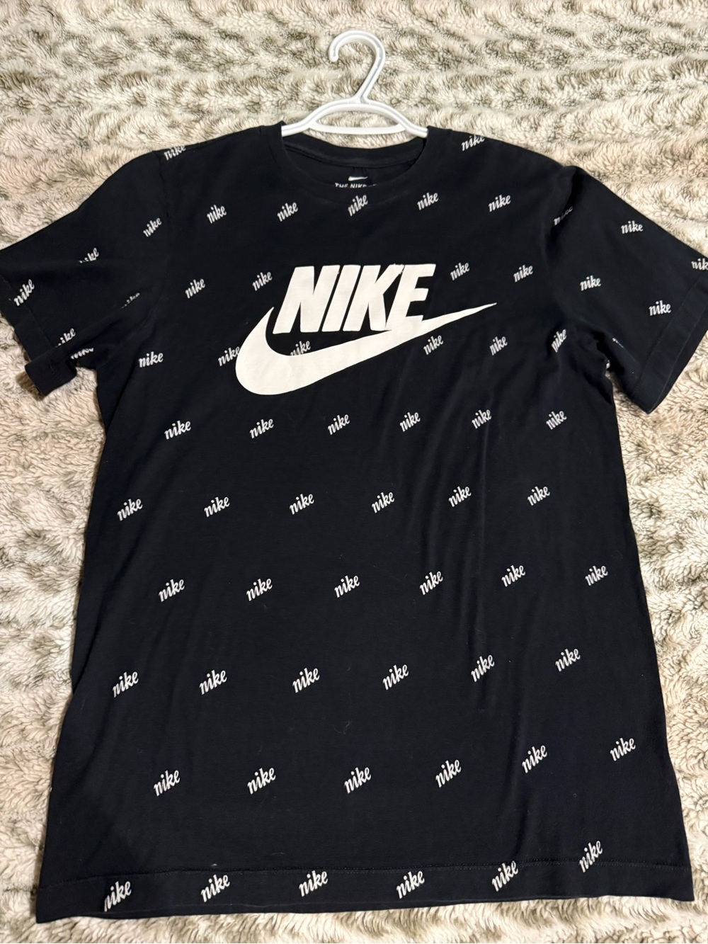 Nike Black Short Sleeve Tee with White Swoosh Logo